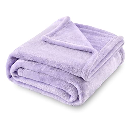Flannel Fleece Blanket Throw Size, Lilac, 50x60 inches | All Season Super Soft Cozy Blanket for Bed or Couch - color: Lilac, size: 50"×60"