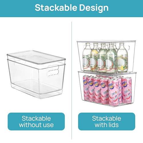 Vtopmart 6 Pack Clear Stackable Storage Bins with Lids, XLarge | BPA-free Plastic, Organize Vertically, For Pantry Kitchen Fridge Cabinet Closet Bathroom, Built to Last, Easy to Move - size: XL(13"L x 7.4"W x 7"H)