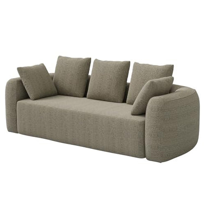 Curved Modern Couch Sofa,Boneless Couch,Modern 3 Seater Cloud Couch,Deep Seat - color: Light Brown, size: 101''