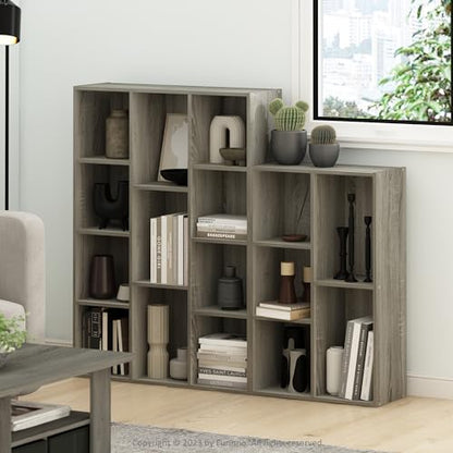 Furinno LUDER Book Shelf, 5-Cube Bookshelf, Reversible Bookcase, 9.4 x 19.5 x 31.5, Easy Assembly, for Living Room, Bedroom, Home Office, French Oak - color: French Oak, size: 5-Cube