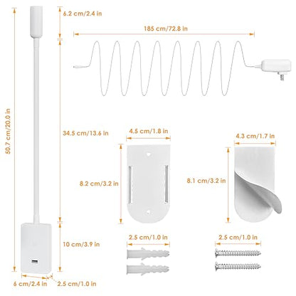 ENUOTEK LED Wall Mounted Reading Light, Bedside Book Lights with Wireless Remote Control for Bed, Flexible Bedroom Spot Lamp, Dimmable Neutral White 4000K Lighting, Timer Function, 5V 2A USB Output - color: White