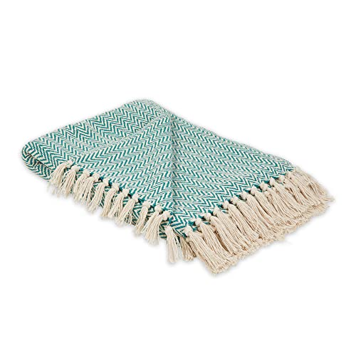 DII Chevron Throw Collection Handloomed Cotton, 50x60, Teal - color: Teal, size: 50x60"