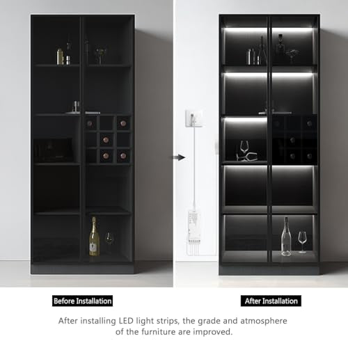 AIMENGTE Cabinet Light, LED Strip Lights, 6-in-1 12V COB Under Cabinet Lighting with Penetrable Touch Dimming, Energy-Efficient, for Wine Cabinets, Shoe Racks, Wardrobes, Kitchen Cabinets - color: Cold white 6500K, size: 6 X 3.3ft