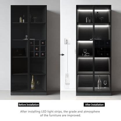 AIMENGTE Cabinet Light, LED Strip Lights, 6-in-1 12V COB Under Cabinet Lighting with Penetrable Touch Dimming, Energy-Efficient, for Wine Cabinets, Shoe Racks, Wardrobes, Kitchen Cabinets - color: Cold white 6500K, size: 6 X 3.3ft