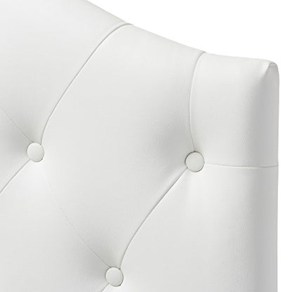 Baxton Studio Myra Modern and Contemporary White Faux Leather Upholstered Button-Tufted Scalloped Twin Size Headboard - color: White, size: Twin
