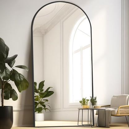 MELOMOIR 76"x34" Large Mirror Full Length, Arched Full Length Mirror with Stand, Large Floor Mirror Free Standing Mirror Full Length for Bedroom, Hanging Standing or Leaning Full Body Mirror, Black | HD Shatterproof Tempered Glass, Aluminum Alloy Frame, A