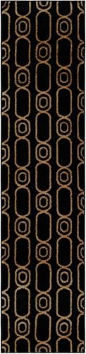 Rugs.com - Vogue Geo Rug – 8 Ft Runner Black and Gold Easy-Clean High-Pile Rug – Perfect for Hallways, Entryways, and Kitchens - color: Black and Gold, size: 2' x 8' (Runner)