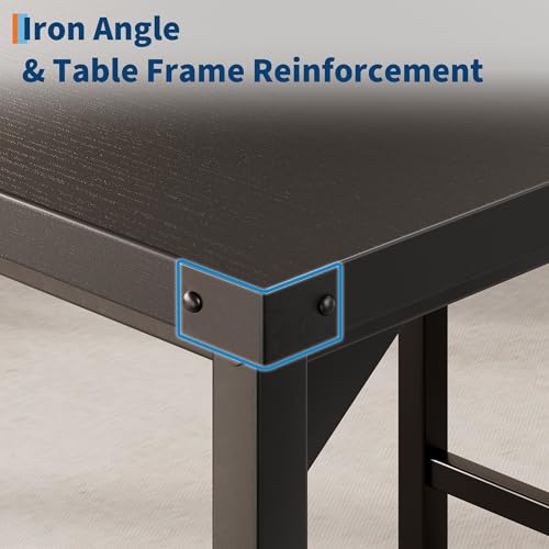 GAOMON Dining Table Set for 2 w/Backrest, Counter Height Table with 2 Upholstered Bar Stools, 3-Piece Kitchen Table Set with Footrest & Corner Protector, for Dining Room, Kitchen, Retro Black