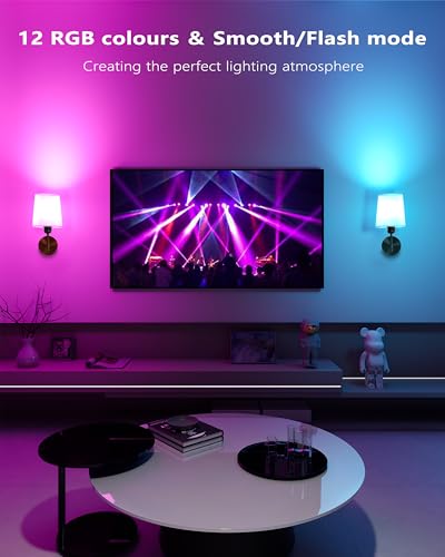 Battery Operated Wall Sconces Set of 2, Wireless Rechargeable Dimmable Wall Light with 5600mAh RGB Bulb and Remote for Bedroom, Living Room, Hallway, Black, 13.5in - color: Black, size: 13.5 Inch Set of 2