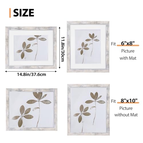 Fixwal 8x10 Picture Frame Set of 5 with Tempered Glass, Silver White | Premium PS Product, Farmhouse-Style, Durability And Longevity, Wall or Tabletop Decor - color: C-Distressed Silver White, size: 8x10