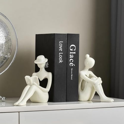 Lady Reading Statue Figurine, Home Decor Female Sculpture Accent for Shelves, Statue Gifts for Wife, Mom and Daughter