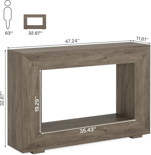 Tribesigns Farmhouse Console Table, 47 Inches Entryway Console Table with Storage, Industrial Hallway Accent Table for Living Room, Entrance - color: Grey