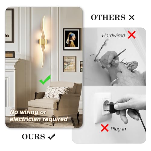 KARTOOSH Wireless Wall Sconces, Dimmable LED Sconce with Remote | Battery Operated Wall Sconce with 3 CCT Night-Light Timer Memory Modern Wall Sconces for Living Room, Hallway, Bedroom - color: Gold, size: 39.3 Inches (1 pack)