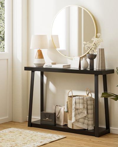 Masupu Console Table with Storage, Sofa Table with Shelf, Narrow Entryway Table for Hallway, Behind The Couch, Living Room, Foyer, Black - color: Black, size: 2 Tier(NEW)