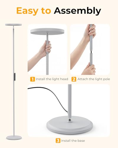 Floor Lamp for Bedroom,69" Tall Standing Lamp Remote & Foot Switch with 1H Timer, 2700-6500K Stepless Dimmable Modern Pole Light for Bedroom, Office, Reading, Sliver - color: Silver
