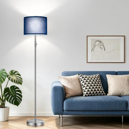 Floor Lamp Simple Design with Shade, Small Tall Lamps for Living Room Bedroom Office Dining Room Kitchen-Nickel - color: Nickel-Blue Shade