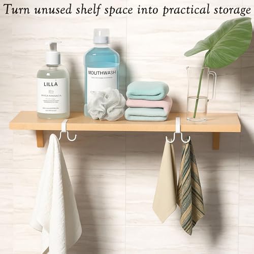 2 Pack Under Cabinet Hook Rack, 12-Hook Double Row Metal Hanging Organizer for Kitchen Utensils, Mugs, Closet Accessories, No Drill Shelf Hanger – Black & White