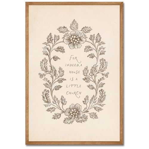Christian Wall Art Decor Jesus Canvas Wall Art For Indeed A House Is A Little Church Poster Prints Vintage Neutral Beige Minimalist Scripture Artwork for Living Room Bedroom Prayer Room 16x24 Unframed - color: A Little Church - Unframed