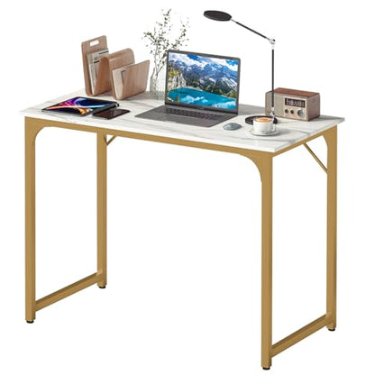 BestOffice Computer Desk,Home Office Desk, Modern Simple Style for Home Office Study Writing (Gold, 39 Inch) - color: Gold, size: 39 Inch
