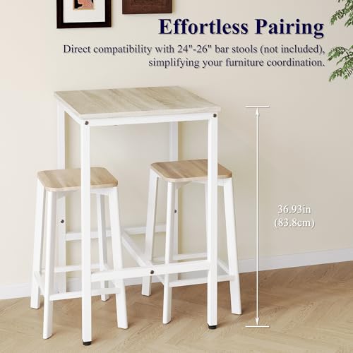 Lutown-Teen Square Bar Table, High Top Table - Industrial Metal Frame for Small Spaces & Narrow Kitchens, 23.6x23.6x36.9 in (LxWxH), Easy Assembly, Beige and White - color: Beige + White