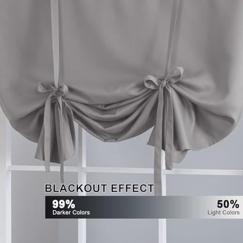 H.VERSAILTEX Blackout Tie Up Curtain Thermal Insulated Curtain Bathroom Curtains Dove Gray Tie Up Shade for Small Window (Rod Pocket Panel, 42 inches W x 63 inches L, Set of 1) - color: Dove Gray