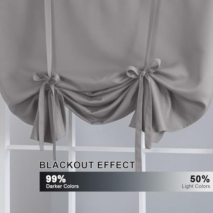 H.VERSAILTEX Blackout Tie Up Curtain Thermal Insulated Curtain Bathroom Curtains Dove Gray Tie Up Shade for Small Window (Rod Pocket Panel, 42 inches W x 63 inches L, Set of 1) - color: Dove Gray