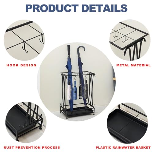 Umbrella Holder, Umbrella Stand Indoor Entryway, Umbrella Holder Outdoor, Umbrella Rack, Metal, Black