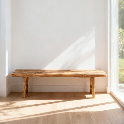 Small Entryway Indoor Narrow Bench Farmhouse Benches 31.5"/39.3"/47.2"/55.1"/59"/62.9"/70.8"/78.7" Length Solid Wood Living Room Kitchen Dining Benchs Skinny Noodle for Bedroom(31.5")
