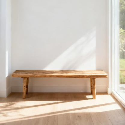 Small Entryway Indoor Narrow Bench Farmhouse Benches 31.5"/39.3"/47.2"/55.1"/59"/62.9"/70.8"/78.7" Length Solid Wood Living Room Kitchen Dining Benchs Skinny Noodle for Bedroom(31.5")