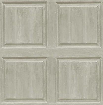 NextWall Washed Faux Panel Peel and Stick Wallpaper (Warm Pewter) - color: Warm Pewter