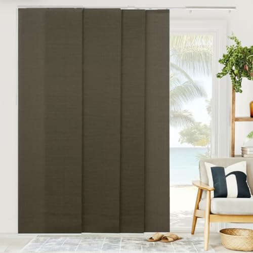 CHICOLOGY Panel Track Blinds, Dark Brown Weave, 86"x96", Cordless, Divider | 4 Fabric Panels, Fits 46–86″ Wide, Wall/Ceiling Mount, Room Divider Ready, Height Trimmable, Child & Pet Safe - color: Woven Oolong