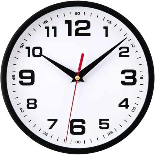 Wall Clock Silent Non-Ticking 12 Inch Clocks Battery Operated | Large Numbers for Easy to Read, Simple Analog Clock Decorative, Modern Clocks for Living Room Bedroom Kitchen Office - color: Black, size: 12 Inch