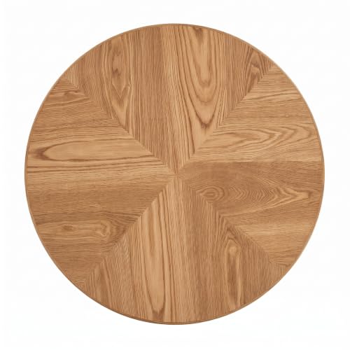 33.5" Round Coffee Table with Real Wood Parquet Top,Natural | Mid-Century Modern Tea Table Center Table, Thickened Tabletop, Sturdy Base for living Room, Easy Assembly - color: E-33.5" Natural
