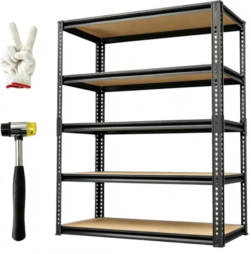 2025LBS Storage Shelves Heavy Duty 5 Tier Garage Storage Shelves | Adjustable Metal Shelving Unit Utility Rack Shelf for Warehouse,Pantry,Closet,Kitchen, 72" H x 36" W x 16" D, Black - size: 36" W x 16" D x 71.4" H