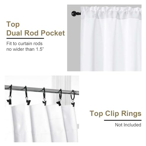 Pure White Blackout Curtains for Bedroom 90 Inch Length 2 Panels, Solid Thermal Insulated Soft Fabric Privacy Curtains, Modern Window Treatments Dual Rod Pocket Drapes, 2x40Wx90L Inches - color: Pure White, size: 40"W x 90"L (Pack of 2)