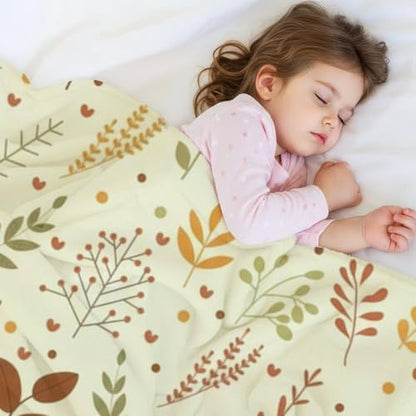 Beige Yellow Floral Leaf Fuzzy Throw Blanket Soft Cozy Fluffy Bed Throw Blankets for Teen Girls Plush Throws All Seasons for Home Living Room Bed 60" X80" - size: 60 × 80 inch