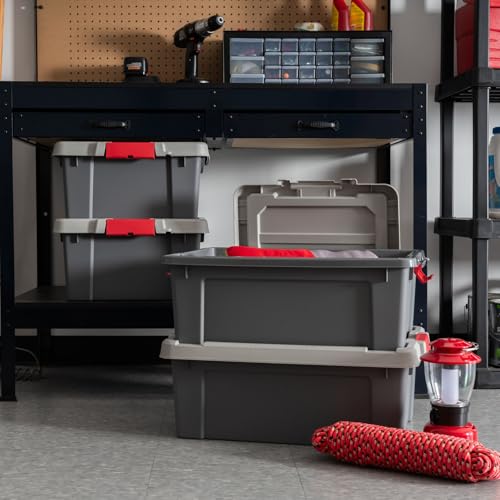 IRIS USA 4-Pack 12 Gal Heavy Duty Lockable Storage Totes with lids, Gray | Ideal for household supplies, seasonal décor and camping gear, Secure latches help keep contents protected - color: Gray, size: 12 Gal - 4 Pack