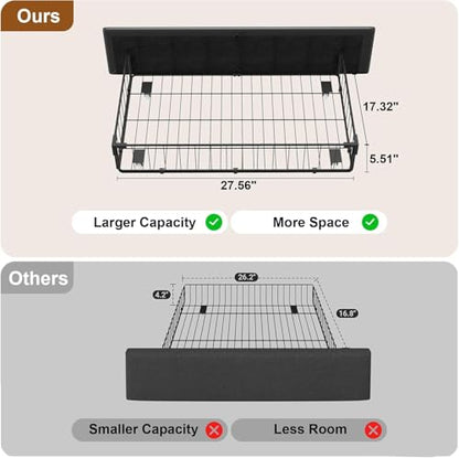 Twin Size Bed Frame with 4 Storage Drawers, Upholstered Headboard, Black | Modern Bed, Charging Station, LED Light, Adjustable Height Headboard, Noise-Free, No Box Spring Needed, Easy Assembly - color: Black, size: Twin