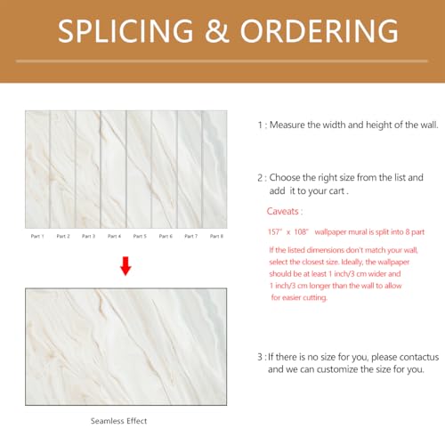 Brown and White Marble Wallpaper Mural Peel and Stick 157"x108" | Living Room Offices - color: ZZ-018, size: 157" x 108"