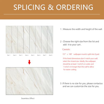 Brown and White Marble Wallpaper Mural Peel and Stick 157"x108" | Living Room Offices - color: ZZ-018, size: 157" x 108"