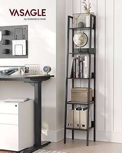 VASAGLE Bookshelf, 5-Tier Narrow Book Shelf, 11.8 x 13.3 x 66.9 Inches, Ladder Shelf for Home Office, Living Room, Bedroom, Kitchen, Ebony Black and Ink Black ULLS109B56 - color: Ebony Black + Ink Black, size: 5 Tiers (13.3"W), style: With back panels
