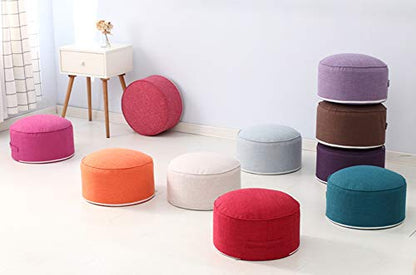 Round Pouf Foot Stools Comfortable Ottoman Floor Seat Cushion Movable Foot Rest Washable Case for Living Room, (Dark Purple) - color: Dark Purple
