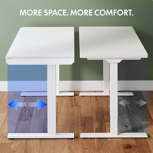 FLEXISPOT One-Piece 48" Standing Desk with Acrylic-Front Drawer, Fast-Assembly Ergonomic Sit-to-Stand Desk with MDF Top, 4 Height Memory Presets Touch-Control, Home Office Computer Workstation, White - size: 48"White+black