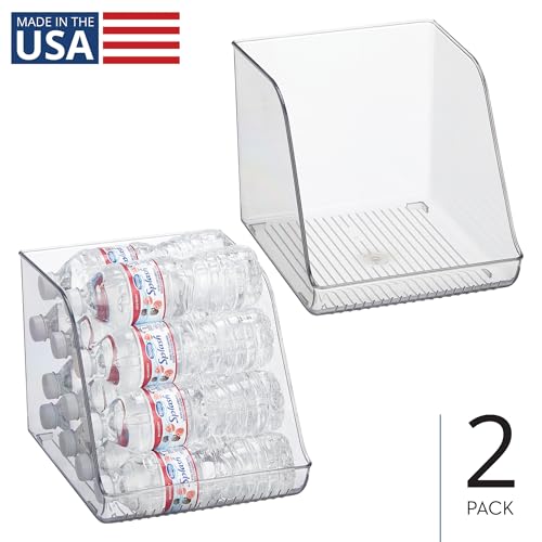 iDesign Plastic Water Bottle Organizer for Fridge, Clear, 2-Pack | Bottle Holder, For Kitchen and Pantry - style: Pack of 2- Tall