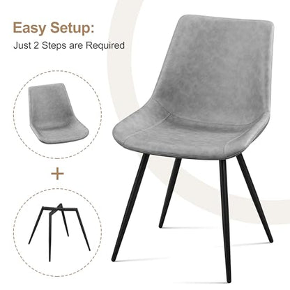 Yaheetech Dining Chairs Set of 6 Mid Century Modern Kitchen Chairs Gray | Faux Leather Upholstered Dining Room Chairs with Metal Legs and Curved Backrest, Armless Side Chairs for Kitchen Living Room - color: Grey, size: Set of 6