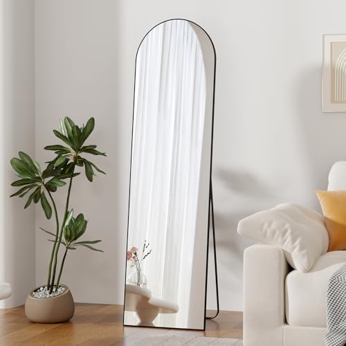 ZHUNFA 58"x16" Arched Over The Door Mirror Full Length Wall Mounted Black | Durable arched mirror with rustproof aluminum frame, Long-lasting, hangs over door/wall to upgrade bedroom decor. - color: Black, size: 58"L x 16"W