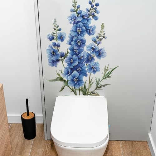 3D Wall Stickers DIY Flower Wall Decal Removable Waterproof Wall Art Decor for Bedroom Living Room Offices Home Decoration (Blue Delphinium) - color: Blue Delphinium