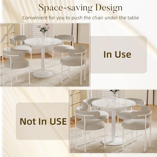 31.5'' Tulip Table, Round Dining Table with Glossy Sintered Stone Tabletop | White Aluminum Alloy Edge & Pedestal, Small Bistro Table for Dining Room/Café/Small Spaces/Restaurant (Crystal Onyx) - color: Crystal Onyx (White Edge), size: Round