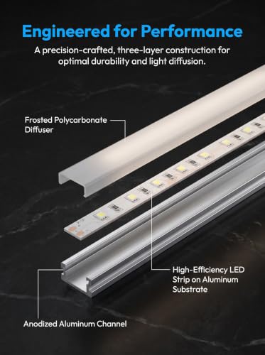 Cefrank 4-Pack 12" LED Display Light Bar, 6000K White Plug-in ETL Showcase | Under Cabinet Lighting for Kitchen Counter, Curio, Glass Display, Bookshelf, Screw & Tape Mount