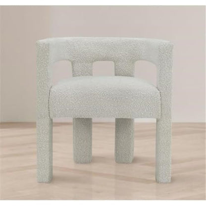 Meridian Furniture Athena Collection Modern | Contemporary Boucle Fabric Upholstered Accent | Dining Chair, 25" W x 21" D x 27" H, Cream - color: Cream